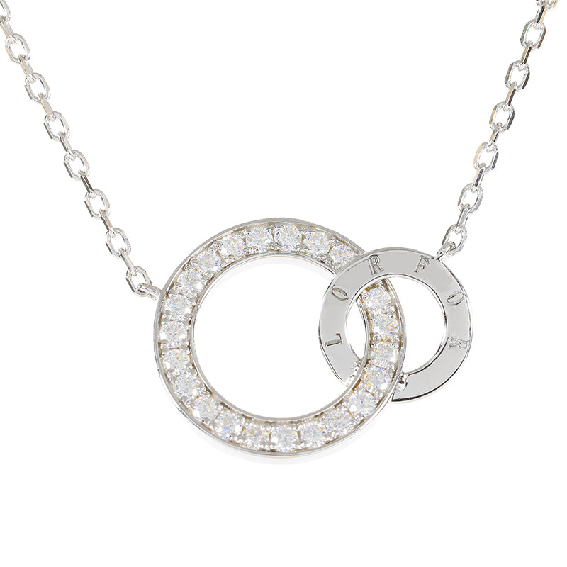 Sterling Silver Interlocking Circle Necklace, Moissanite Two Circle Necklace, Infinity Circle Necklace, Minimalist Necklace, Couple Necklace