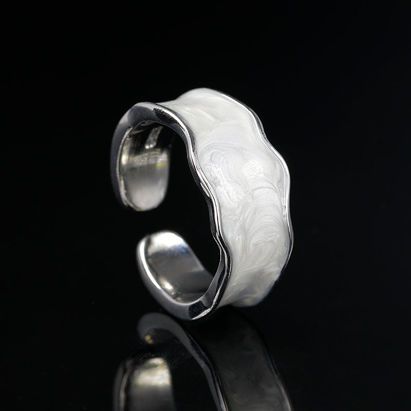 White Enamel Drip Glaze Ring,Drip Enamel Ring, Exquite Gift For Friends
