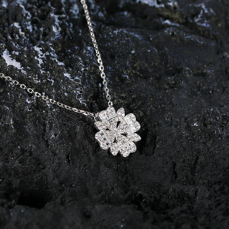 Four Leaf Clover Necklace, Sterling silver
