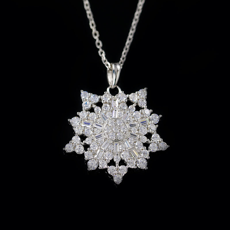 Sterling Silver Snowflake Necklace with 18 Inch Chain