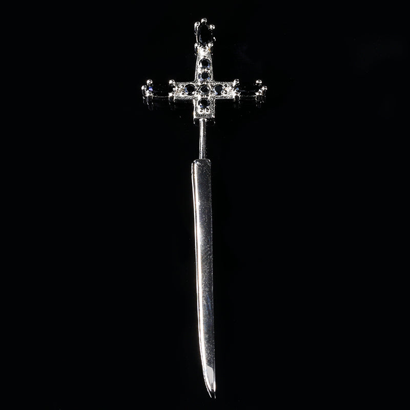 S925 Silver Cross Sword Drop Earrings