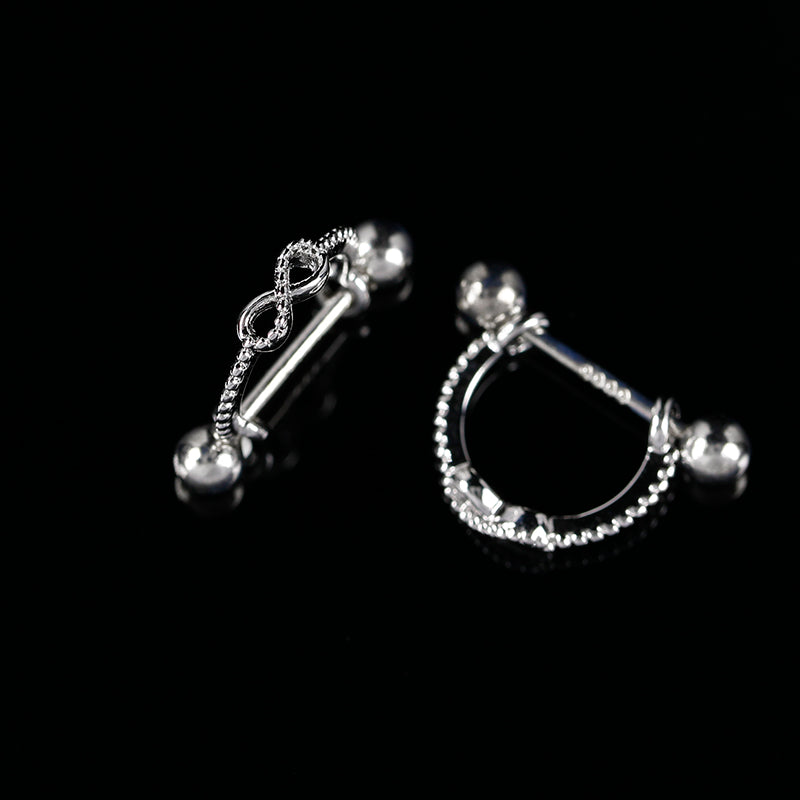 Original 925 sterling silver removable ear bone studs niche female Europe and  Zirconia earrings earrings
