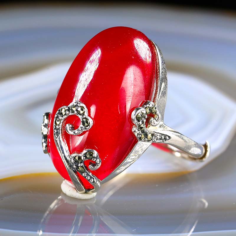 White Coral Sterling Silver Ring (Design R1) | GemPundit