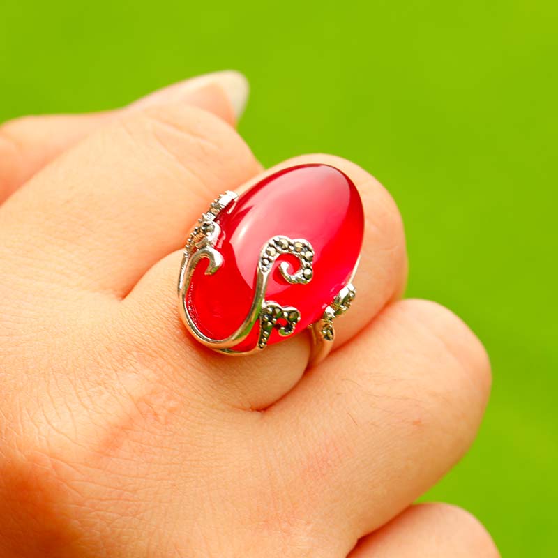 Buy Red Stone Studded Ring by Do Taara Online at Aza Fashions.