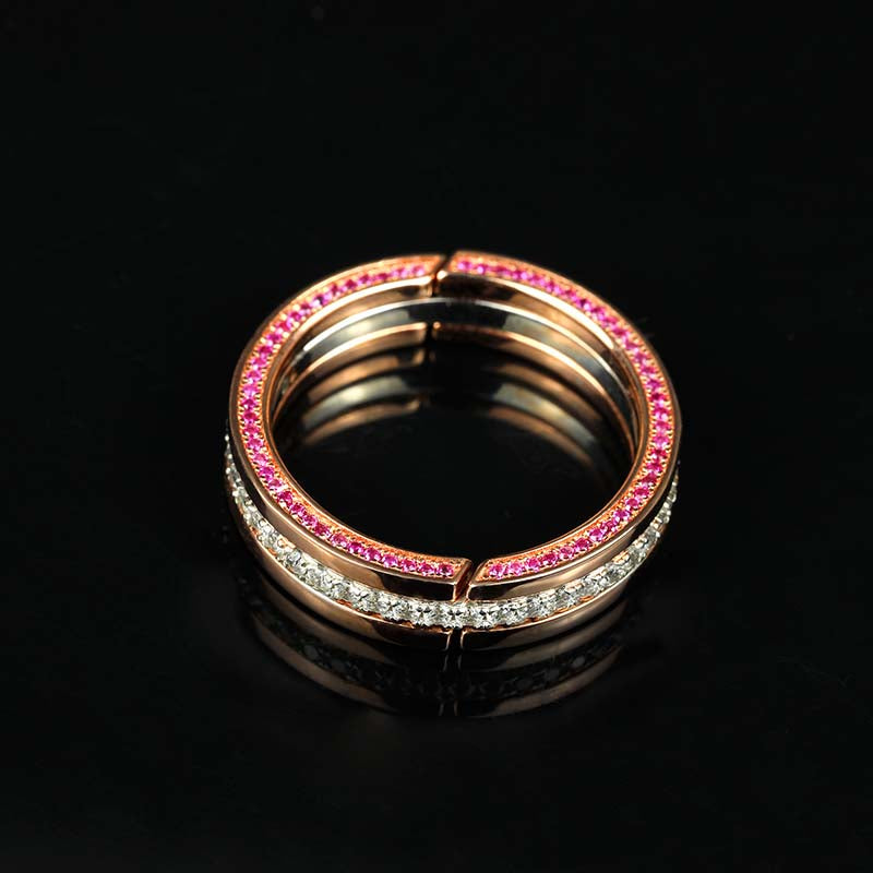 Ruby/Pink Tourmaline 925 Sterling Silver Adjustable Fidget Ring/Necklace