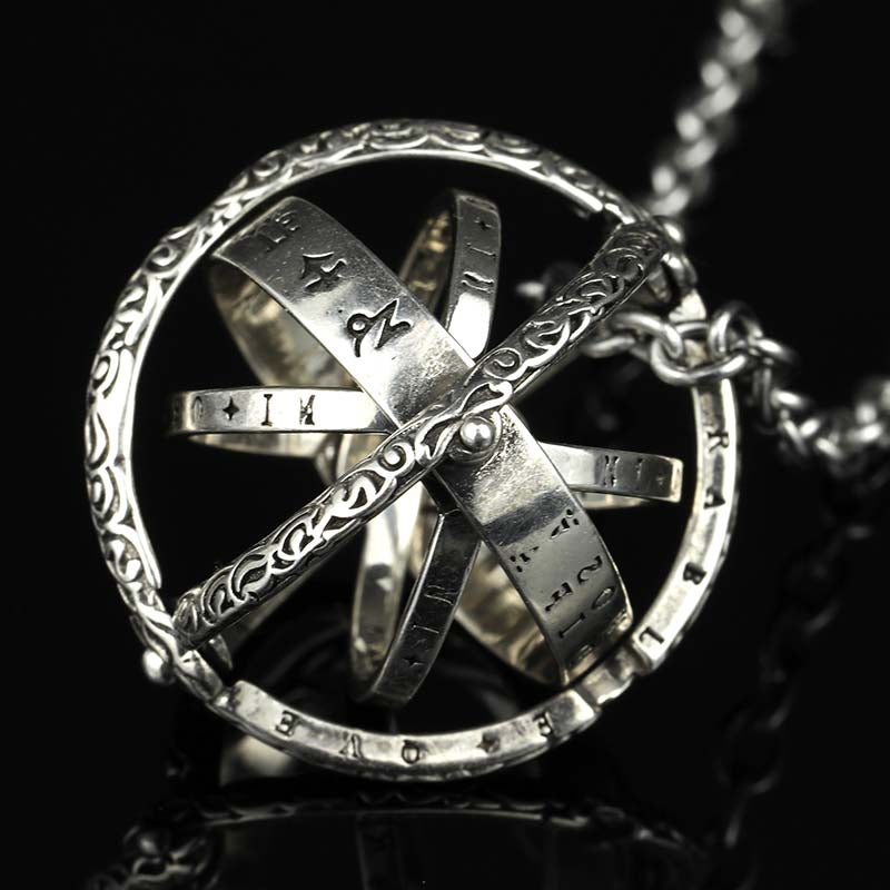 925 Sterling Silver Geometric Celestial Fidget Ring, Zodiac Spinner Pendant, Anti Stress Astronomy Necklace, Meditation Ring, Gift For Her