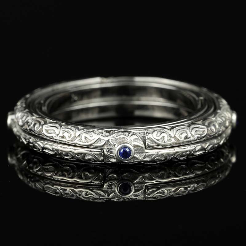 Celestial 925 Sterling Silver Sapphire Adjustable Fidget Ring/Necklace