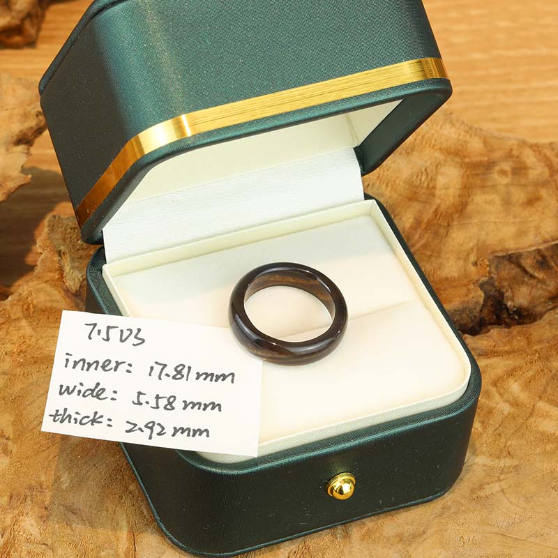 7.5US Black Chalcedony Ring Raw  Gemstone Ring Solid Gemstone Ring Carved  Stone Ring Black Onyx Ring Black  Gemstone Ring Stone