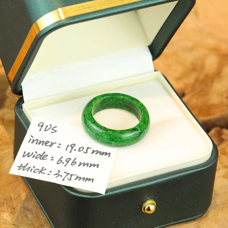 9US Authentic Jadeite Dark Green  Jade Ring Grade B