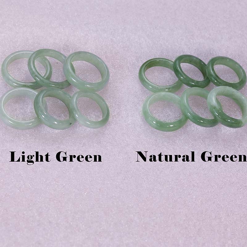 5US-10US Authentic Jadeite Natural Light Green /White Jade Ring