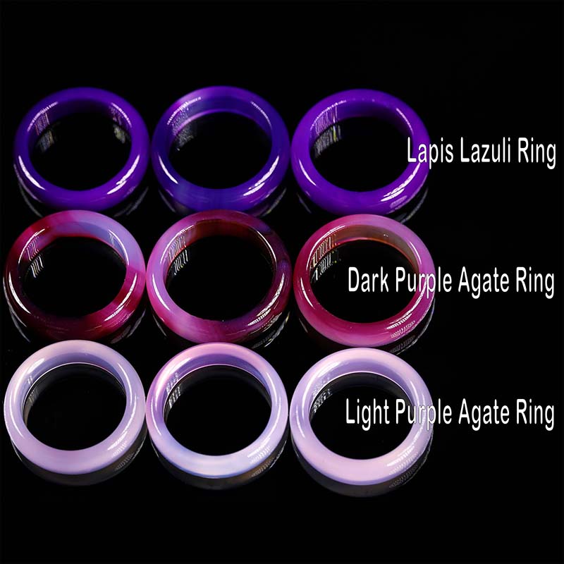 5US-10US Carved Stone Rings Lapis Lazuli Ring Agate Solid Stone Rings/Dark Purple Agate Ring/Light Purple Agate Ring