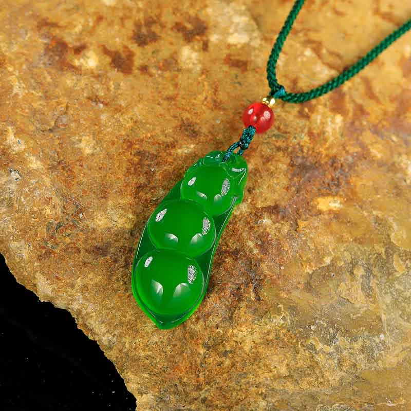Natural Gemstone Jewelry - Chalcedony Peas Pendant Necklace Handmade in Boho Style
