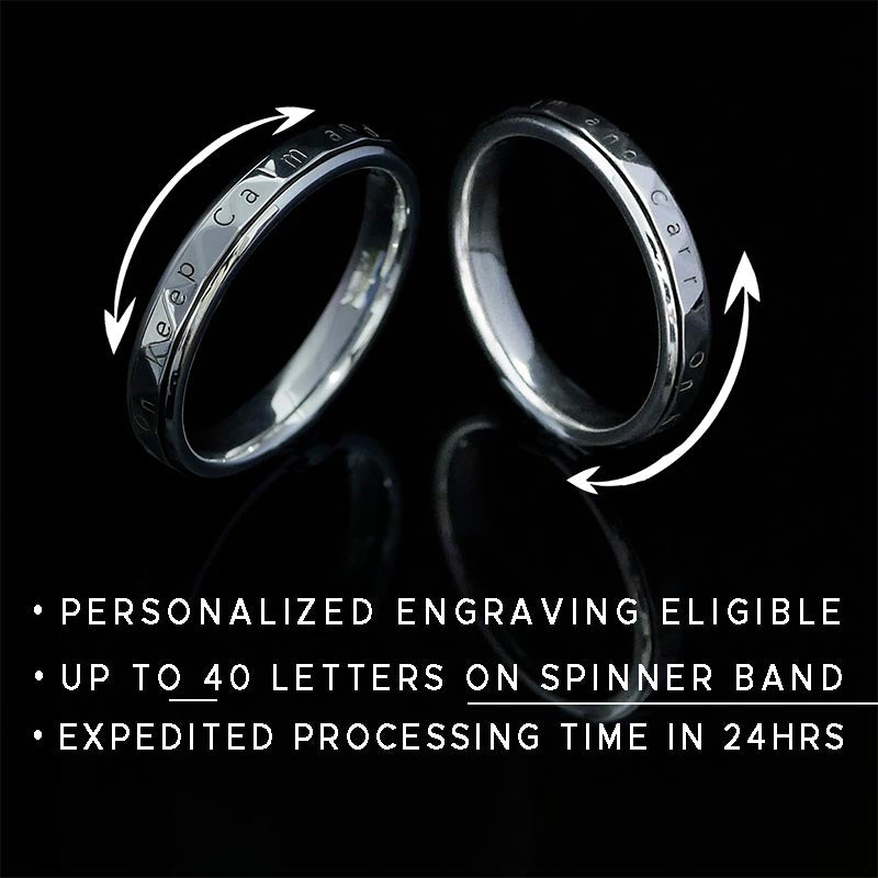 Personalized Engraving Spinner Ring in Sterling Silver, Expedited Processing Time in 24hrs, Anxiety Ring for Men, Statement Ring for Women